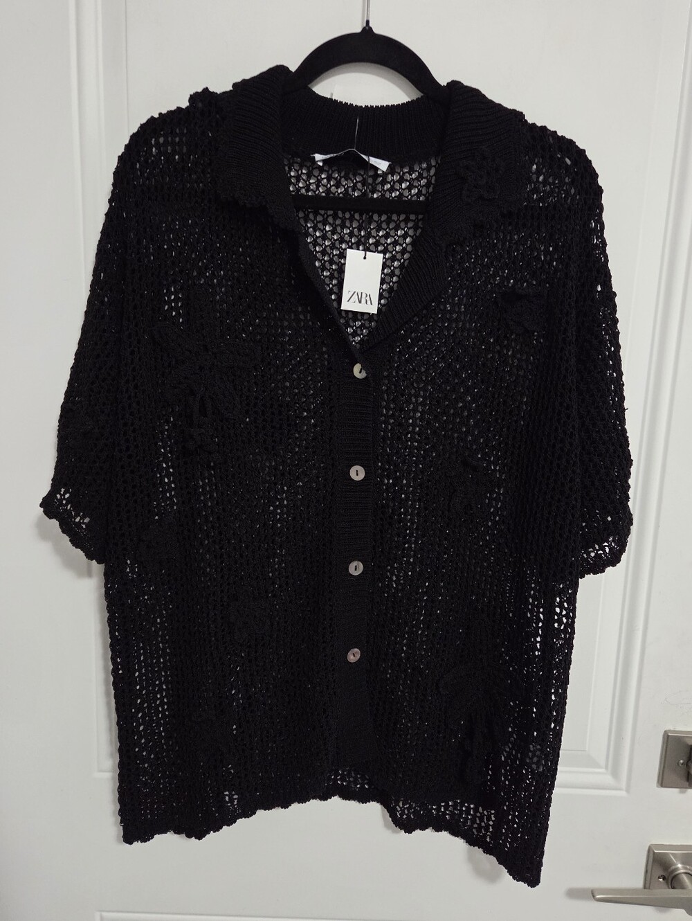 NWT - Zara Women's Open Knit Crochet Top - Size L - XL